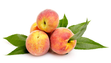 Fresh peaches isolated on white