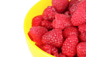 bowl with raspberry isolated on white
