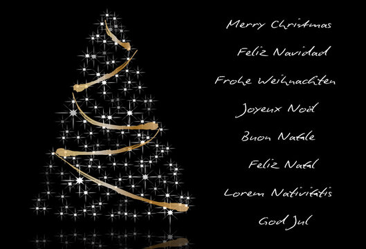 Tarjeta de Navidad con la felicitaci&oacute;n en varios idiomas