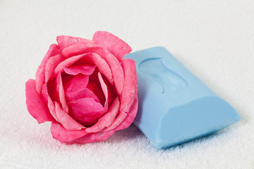 Rose and Soap on a Towel