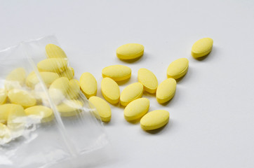 Yellow vitamin C in the zip lock