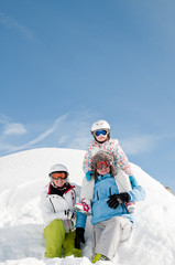 Ski, snow, sun and fun  ( copy space, cover)
