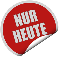 Sticker rot rund curl unten NUR HEUTE