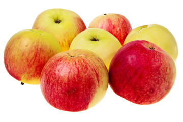 Fresh red and green apples isolated over white background.