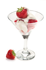 Dessert of strawberries and cream