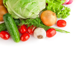 set fresh vegetables with green leaves