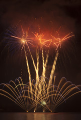 Firework - fontain with several golden palm trees
