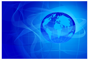 Blue background with lines and planet