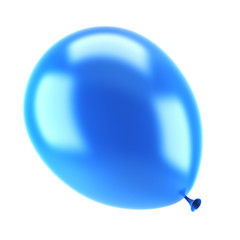one blue party balloon isolated on white background