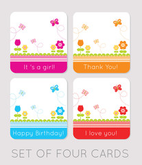 Set of four tulips cards