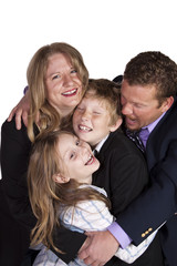 Cute Family Posing on White Background