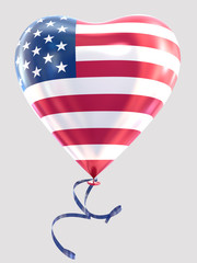 Balloon shape heart flag country Usa