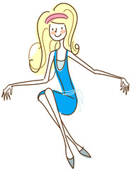 side view of woman sitting