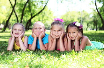 Children playing in the summer park