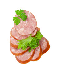 Sausage with green vegetable