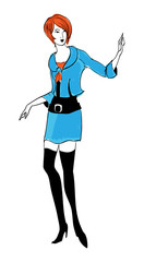 SKETCH. fashion girl. Hand-drawn fashion model. Vector illustrat