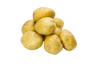 White potatoes arranged and isolated on white