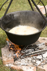 Kettle, caldron, cauldron on fire