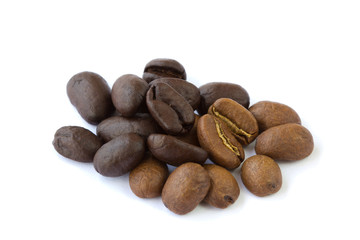 Black and brown coffee beans