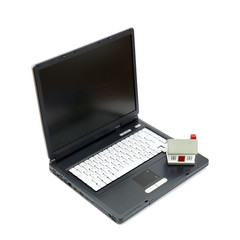 Toy House on laptop isolated