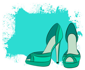 vector beautiful pair of shoes with high heel