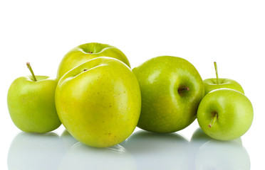 ripe green apples isolated on white