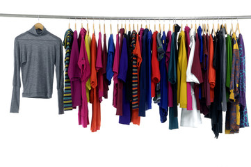 Fashion clothing hanging on hangers