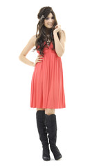 Full body shot of a beautiful girl, isolated on white background