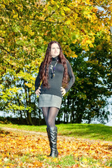 young woman in autumnal nature