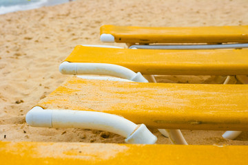 sunbeds on the sandy beach