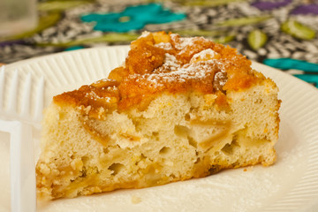 apple cake on paper dish
