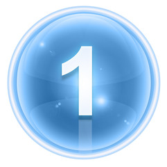 Number one icon ice, isolated on white background