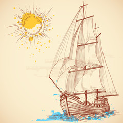 Vector sailing boat © Danussa