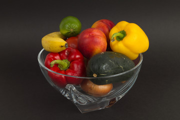Fruits and vegetables in a bowl