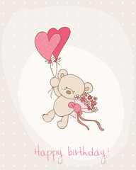 Greeting Birthday Card with Cute Bear