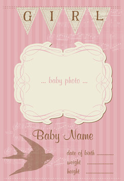 Beautiful Arrival Vintage Card - with place for your text and ph