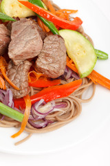 meat with vegetables and noodles
