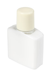 White cosmetic cream in transparent bottle