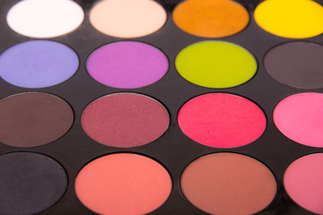 Eye shadows palette, macro photo