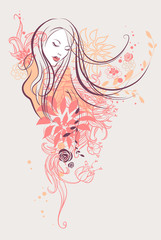 Abstract floral girl