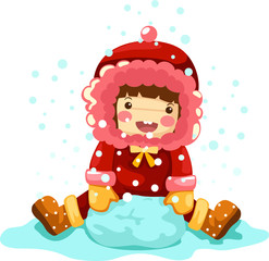 Naklejka premium Girl playing snow