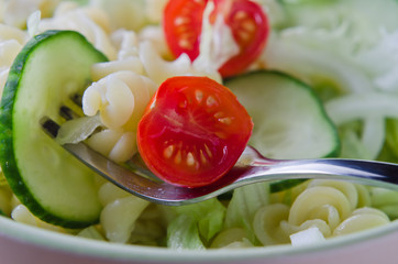 Pasta and Salad Close Up