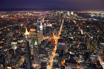 Fototapeta na wymiar New York City Manhattan skyline aerial view at dusk