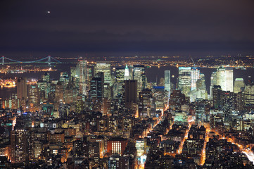 Fototapeta na wymiar New York City Manhattan skyline aerial view at dusk