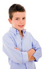 Portrait of adorable young boy looking at camera