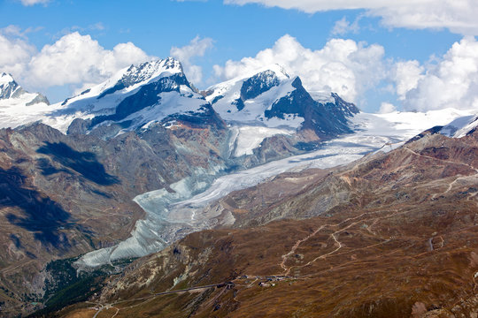 Alpine glacier melting in the Swiss Alps