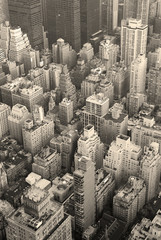 New York City Manhattan skyline aerial view black and white