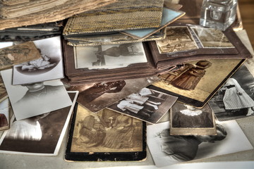 Old photos and albums in sepia and b&w. © Andrzej Sowa