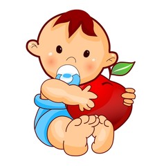 lovely baby with apple