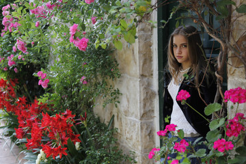Outdoor portrait of a cute teen in summer